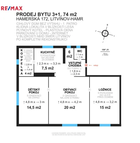 Prodej bytu 3+1, Litvínov - Hamr, Hamerská, 74 m2