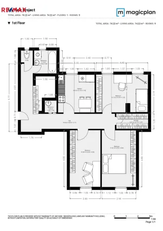 Pronájem bytu 3+1, Praha - Vršovice, Konopišťská, 74 m2