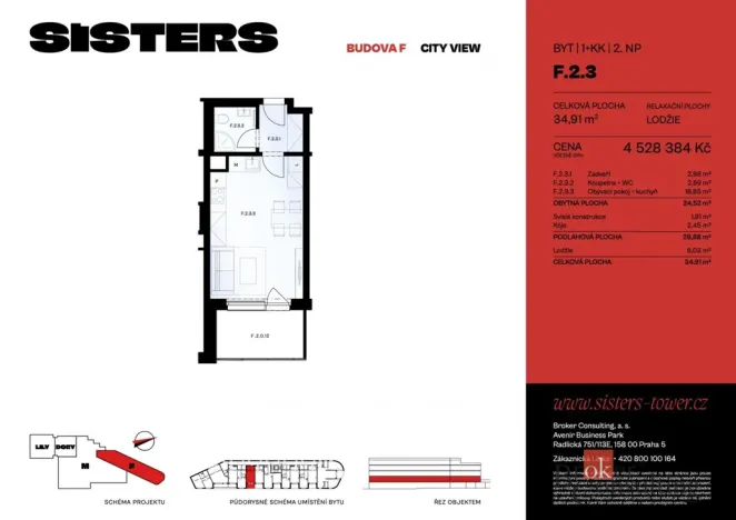 Prodej bytu 1+kk, Plzeň - Jižní Předměstí, náměstí Českých bratří, 24 m2