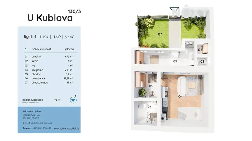 Prodej bytu 1+kk, Praha - Podolí, U Kublova, 39 m2