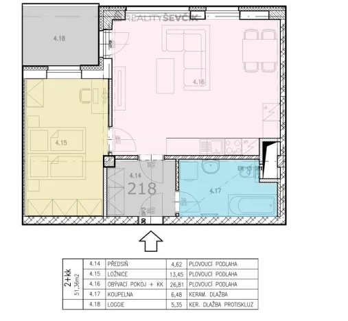 Pronájem bytu 2+kk, České Budějovice - České Budějovice 2, Plukovníka Malého, 51 m2