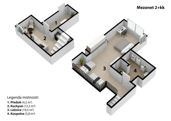 Pronájem bytu 2+kk, Praha - Strašnice, Královická, 54 m2