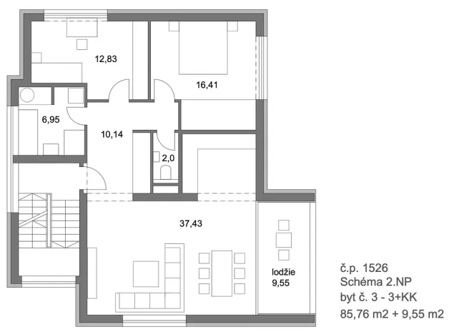 Pronájem bytu 3+kk, Mladá Boleslav - Mladá Boleslav III, Vondřichova, 86 m2