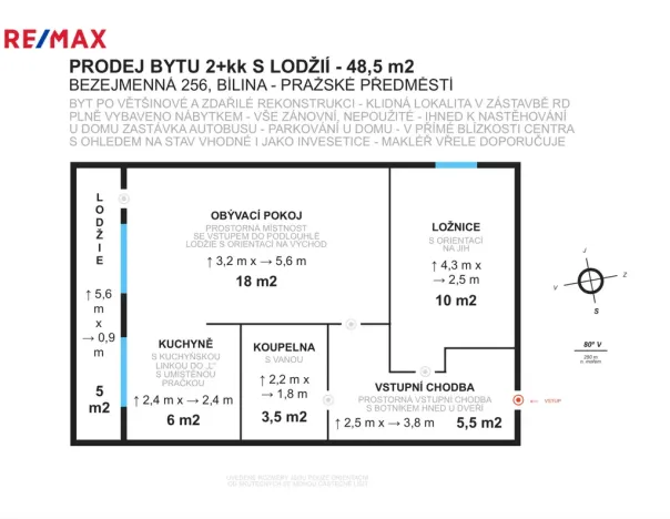 Prodej bytu 2+kk, Bílina - Pražské Předměstí, Bezejmenná, 48 m2