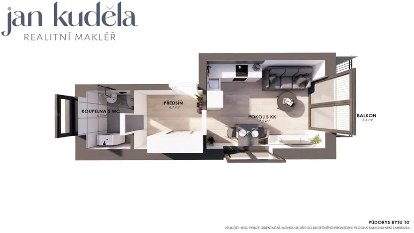 Pronájem bytu 1+kk, Brno, Líšeňská, 29 m2