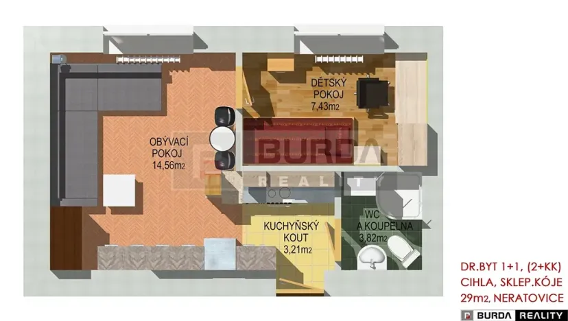 Pronájem bytu 1+1, Neratovice, 28 m2