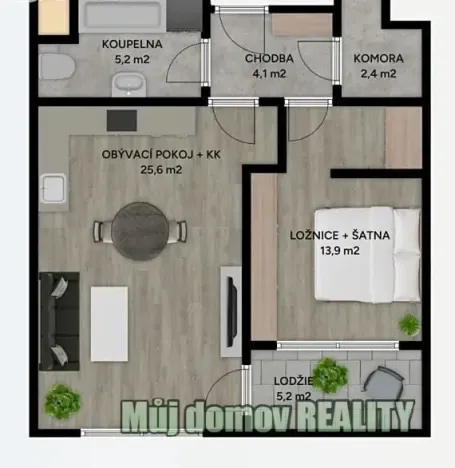 Pronájem bytu 2+kk, Praha - Ruzyně, Stočesova, 57 m2