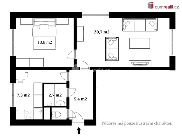 Prodej bytu 2+1, Kaplice, Omlenická, 52 m2