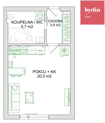 Prodej bytu 1+kk, Opava, U Hliníku, 32 m2