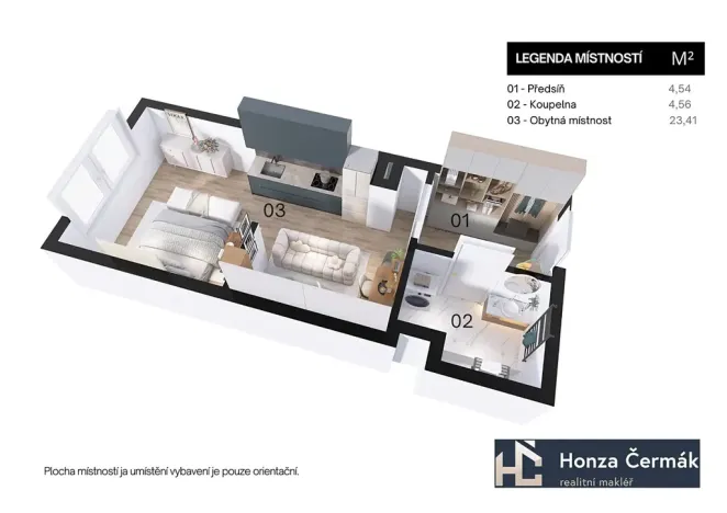 Pronájem bytu 1+kk, Brno, 35 m2