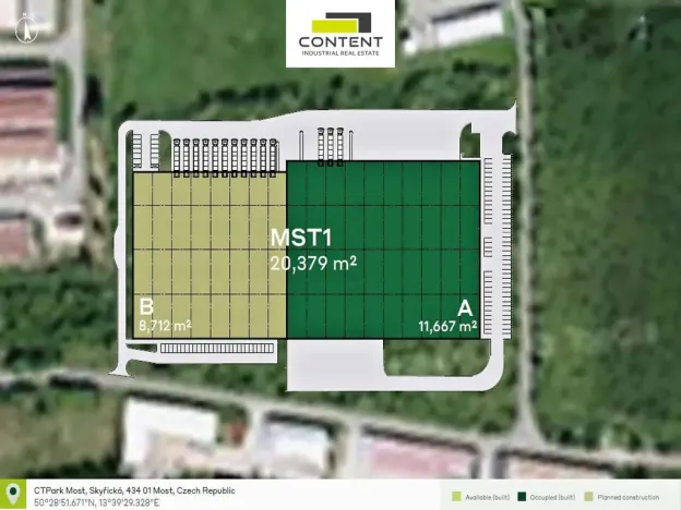 Pronájem výrobních prostor, Most - Velebudice, Skyřická, 8712 m2