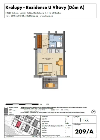 Pronájem bytu 1+kk, Kralupy nad Vltavou, Nádražní, 28 m2