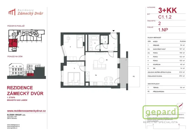 Pronájem bytu 3+kk, Brandýs nad Labem-Stará Boleslav, Fakultní, 61 m2