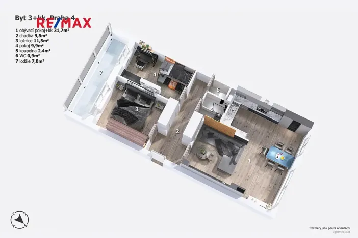 Prodej bytu 3+kk, Praha - Krč, Na strži, 69 m2