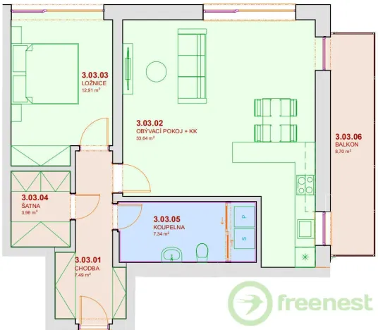 Pronájem bytu 2+kk, Opatovice nad Labem, Žákova, 76 m2