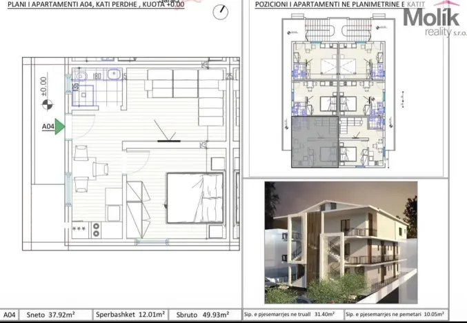 Prodej bytu 2+kk, Spille, 37 m2