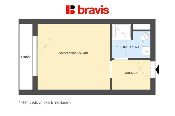 Prodej bytu 1+kk, Brno - Líšeň, Jedovnická, 20 m2