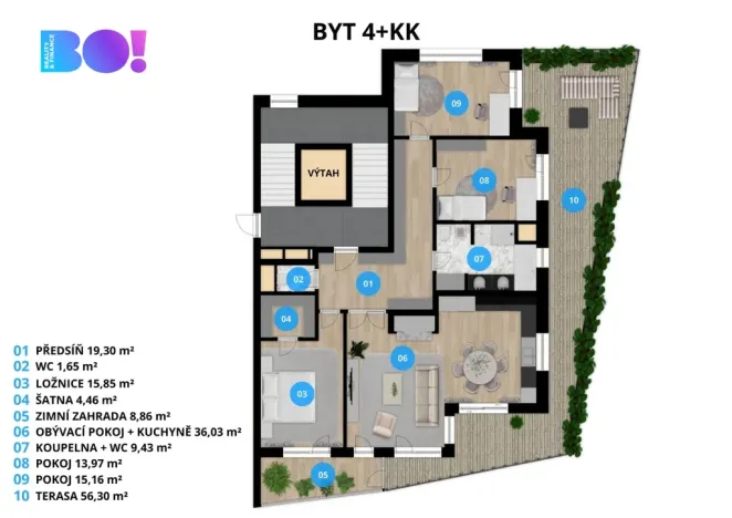 Pronájem bytu 4+kk, Ostrava, F. X. Riepla, 116 m2