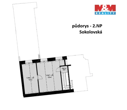 Pronájem kanceláře, Praha - Karlín, Sokolovská, 162 m2
