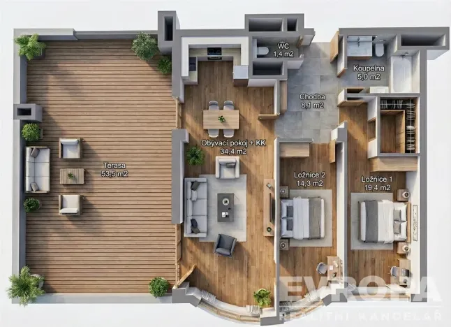 Prodej bytu 3+kk, Praha - Hlubočepy, Voskovcova, 83 m2