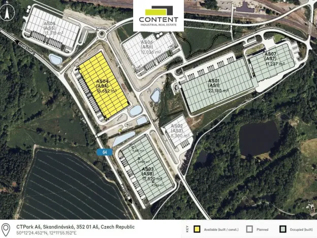 Pronájem výrobních prostor, Aš, Skandinávská, 18682 m2