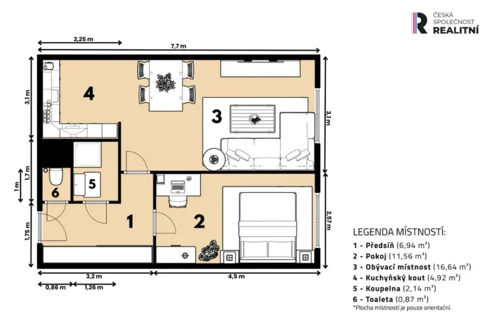 Prodej bytu 2+kk, Praha - Modřany, Krouzova, 43 m2