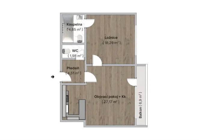 Prodej bytu 2+kk, Praha, Nepelova, 58 m2