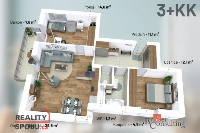 Pronájem bytu 3+kk, Jihlava - Hruškové Dvory, 79 m2