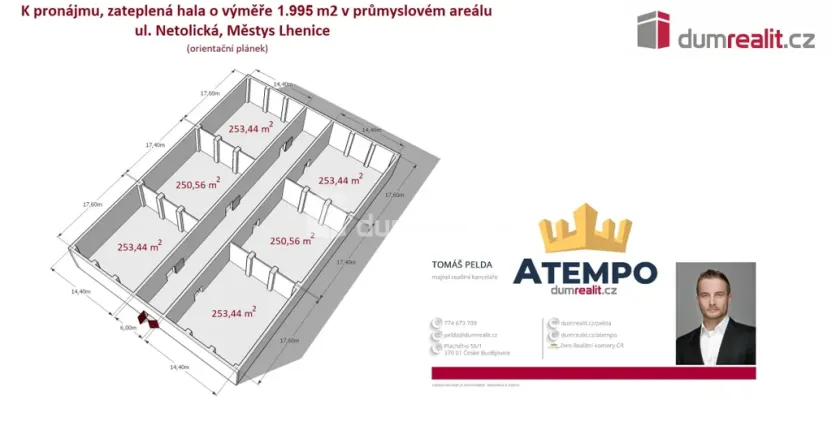 Pronájem skladu, Lhenice, Netolická, 1582 m2