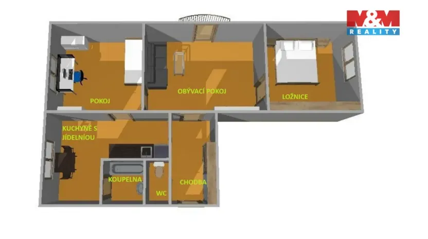 Pronájem bytu 3+1, Český Krumlov - Nádražní Předměstí, Za Nádražím, 62 m2