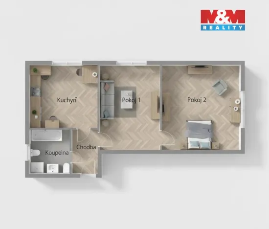 Pronájem bytu 2+1, Praha, Na Šutce, 41 m2