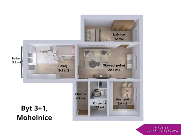 Prodej bytu 3+1, Mohelnice, Na Příkopech, 67 m2