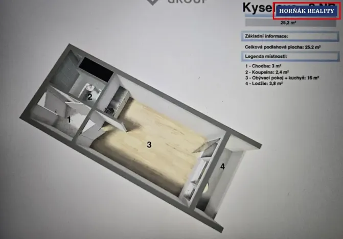Prodej bytu 1+kk, Praha - Kobylisy, Kyselova, 26 m2