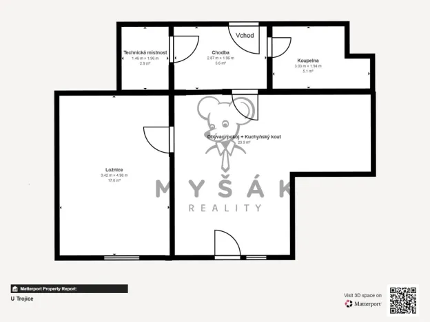 Pronájem bytu 2+kk, České Budějovice - České Budějovice 3, U Trojice, 54 m2