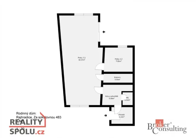 Prodej rodinného domu, Rajhradice, Za Sokolovnou, 120 m2