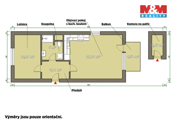 Pronájem bytu 2+kk, Plzeň - Litice, 48 m2