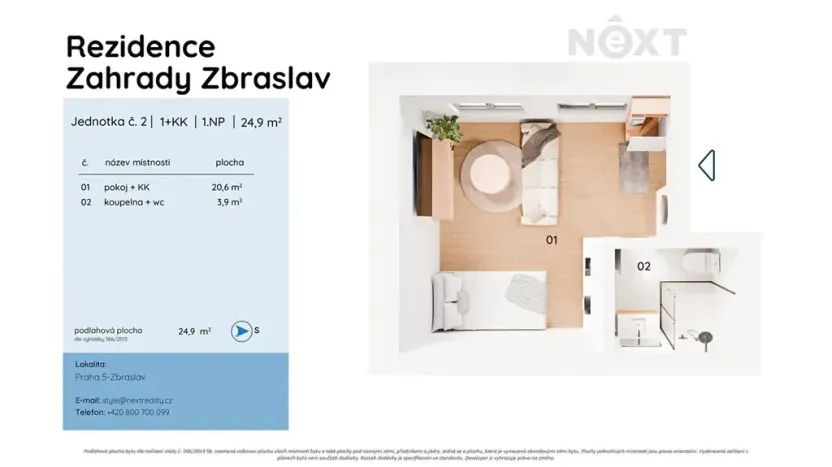 Prodej bytu 1+kk, Praha - Zbraslav, Elišky Přemyslovny, 24 m2