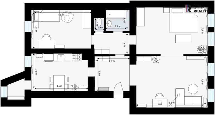 Prodej bytu 3+1, Praha - Smíchov, Kroftova, 94 m2