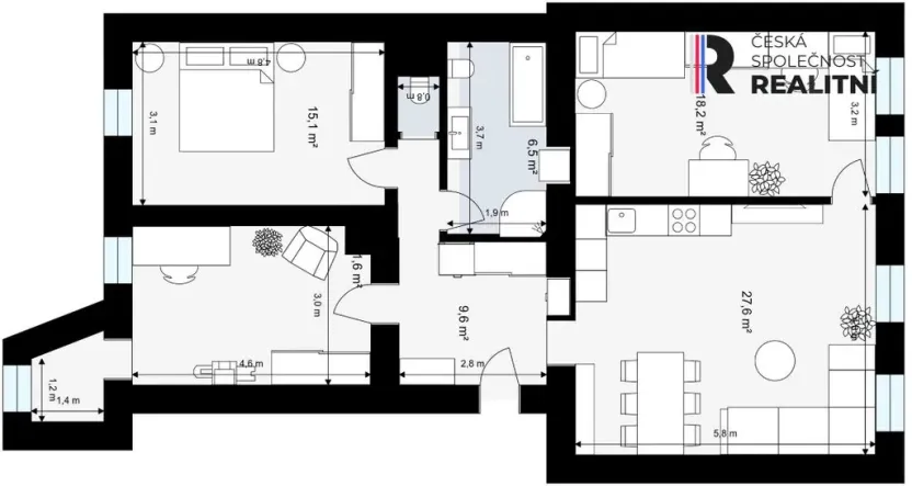 Prodej bytu 3+1, Praha - Smíchov, Kroftova, 94 m2