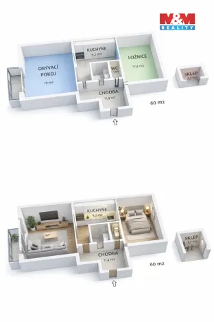 Pronájem bytu 2+1, Trutnov - Horní Předměstí, Na Kopečku, 58 m2