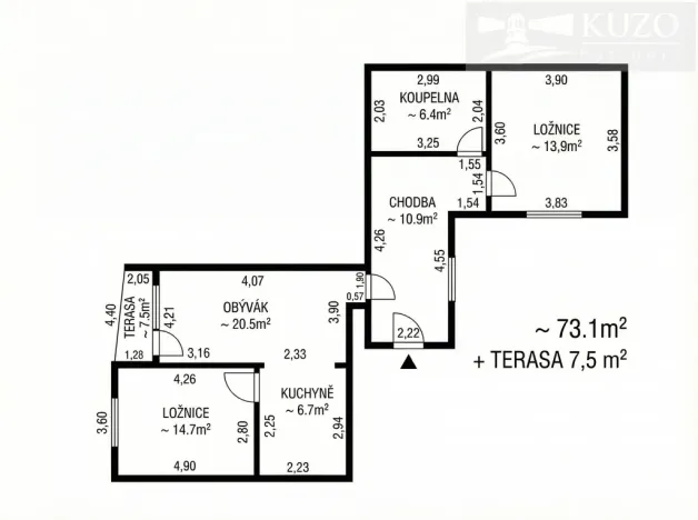 Pronájem bytu 3+kk, Příbram, Střelecká, 73 m2