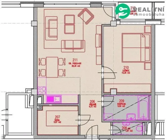 Prodej bytu 2+kk, Zlín, Dřevnická, 66 m2