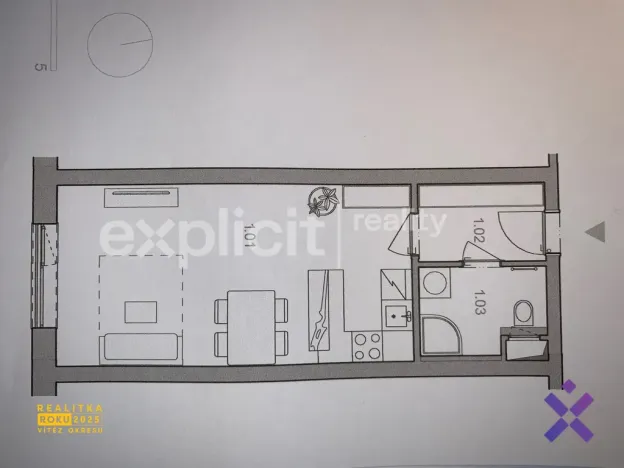 Pronájem bytu 1+kk, Zlín, Křiby, 33 m2