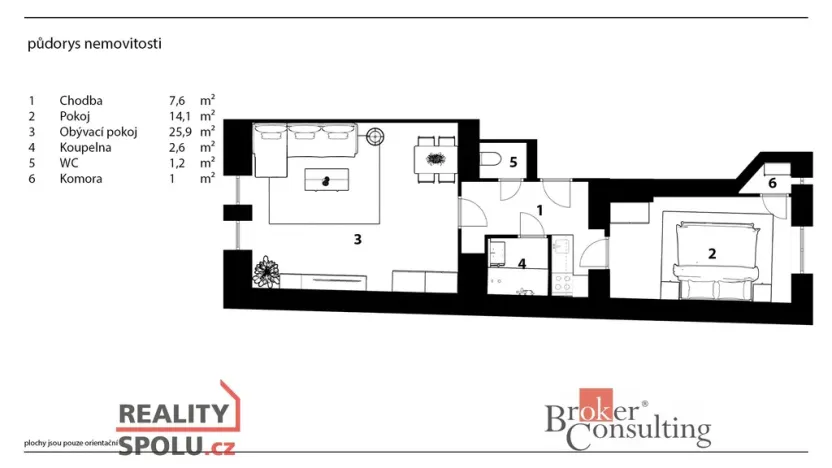 Prodej bytu 2+kk, Praha - Žižkov, Hartigova, 55 m2