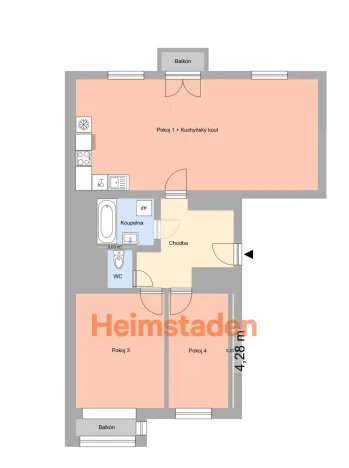 Pronájem bytu 3+1, Ostrava - Moravská Ostrava, 30. dubna, 77 m2