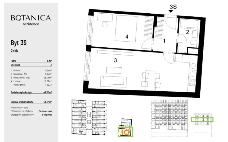 Prodej bytu 2+kk, Brno, Stará, 48 m2