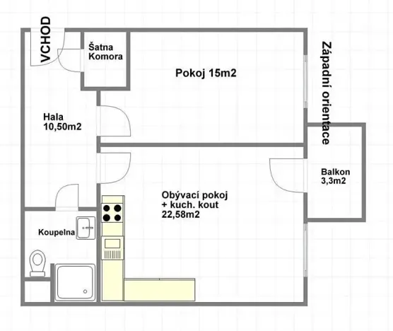 Pronájem bytu 2+kk, Praha - Libeň, Kovanecká, 57 m2