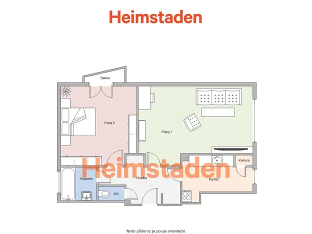 Pronájem bytu 2+1, Orlová - Poruba, Kpt. Nálepky, 50 m2