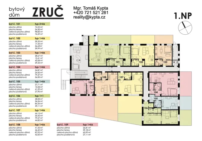 Pronájem bytu 1+kk, Zruč-Senec - Zruč, Sportovní, 42 m2