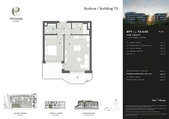 Prodej bytu 2+kk, Praha - Dolní Chabry, Pod větrolamem, 52 m2